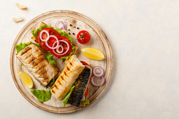 Traditional Turkish sandwich with a scorched mackerel