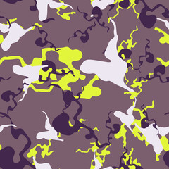 UFO camouflage of various shades of violet, beige and yellow colors