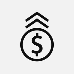 Dollar up icon design. Flat style. Isolated.