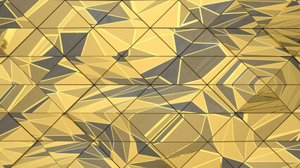 Abstract gold low poly background. Triangle linear geometric. Art deco style. Gold pattern