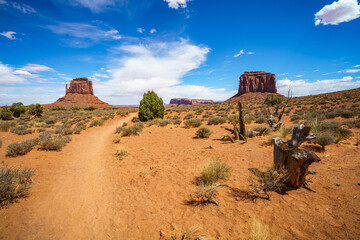 hiking the wildcat trail in the monument valley, usa