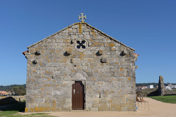 Fototapeta na wymiar Facade of the Hermitage of La Lanzada in Sanxenxo, Pontevedra, Galicia, Spain, Europe.