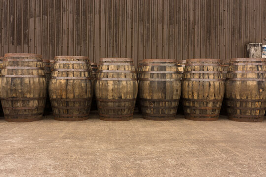 Row of barrels