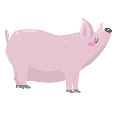Vector illustration of a pig, cute Piglet, pig silhouette. You can use it as a logo template