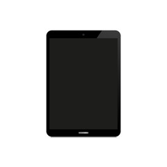 Tablet pc computer with blank black screen. Realistic tablet mockup.