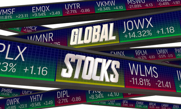 Global Stocks Market Index International Business Trade Multinational Companies 3d Illustration