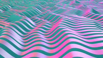 Abstract parametric lava. Neon or color foil. Wave lines background. Modern trend color surface. Futuristic landscape.