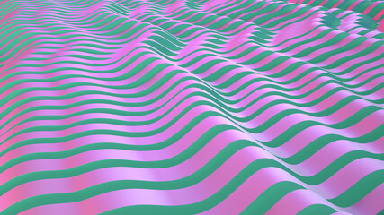 Abstract parametric lava. Neon or color foil. Wave lines background. Modern trend color surface. Futuristic landscape.