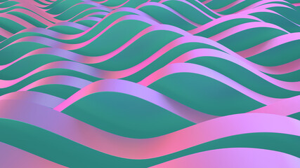Abstract parametric lava. Neon or color foil. Wave lines background. Modern trend color surface. Futuristic landscape.