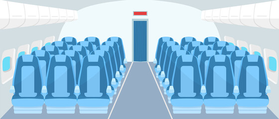 Inside airplane design. Passenger airplane seats, Airplane vector.
