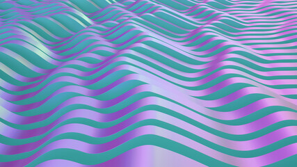 Abstract parametric lava. Neon or color foil. Wave lines background. Modern trend color surface. Futuristic landscape.