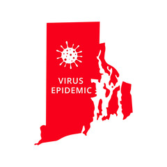 Rhode Island state Virus Epidemic USA, United States of America map illustration, vector isolated on white background