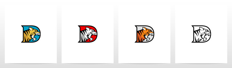 Tiger On Letter Logo Design D