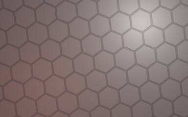 Honeycomb with color lighting, on a gray background. Perspective view on polygon look like honeycomb. Isometric geometry. 3D illustration