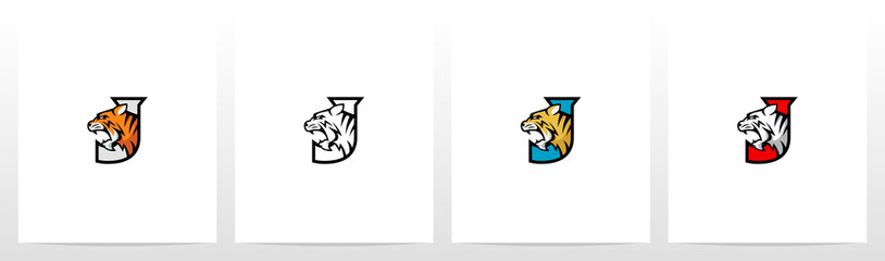 Tiger On Letter Logo Design J