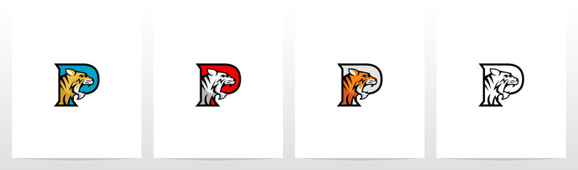 Tiger On Letter Logo Design P