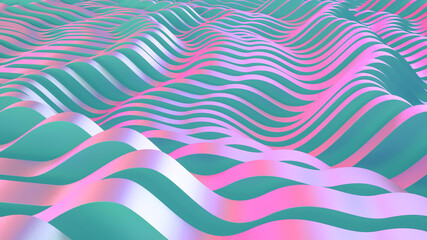 Abstract parametric lava. Neon or color foil. Wave lines background. Modern trend color surface. Futuristic landscape.