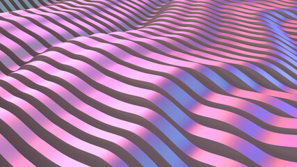 Abstract parametric lava. Neon or color foil. Wave lines background. Modern trend color surface. Futuristic landscape.