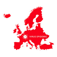 Europe Continents Virus Epidemic country, European map illustration, vector isolated on white background