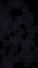 Black abstract background. Backdrop with grey squares. Vertical orientation. 3D illustration