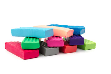 Сolorful plasticine isolated on white background. Space for text