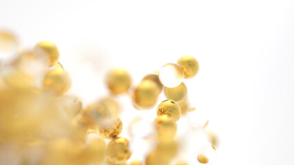 Abstract gold and glass spheres background. Beautiful wallpaper design.
