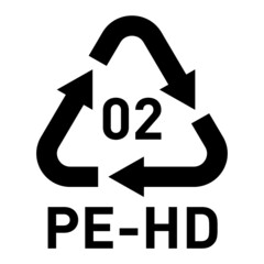 PE-HD 02 recycling code symbol. Plastic recycling vector high density polyethylene sign.