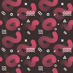 Seamless, endless pattern with Fluid colorful elements Modern holographic neon bright pattern on dark background, vector eps 10 format
