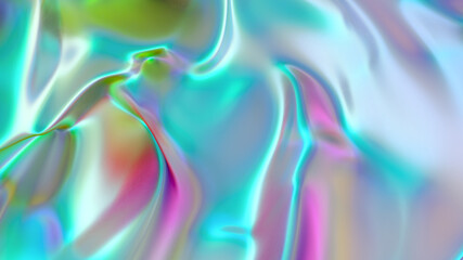 Fototapeta na wymiar Abstract liquid lava. Trendy Aqua menthe neon waves background. Beautiful 3d render for card, banner, poster, wallpaper, web, print