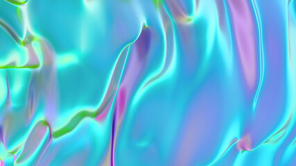 Obraz na płótnie Canvas Abstract liquid lava. Trendy Aqua menthe neon waves background. Beautiful 3d render for card, banner, poster, wallpaper, web, print