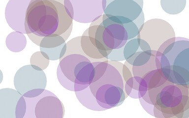 Multicolored translucent circles on a white background. Pink tones. 3D illustration