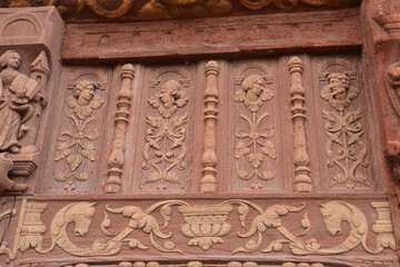 façade de maison en bois, colombages en bois, Normandie