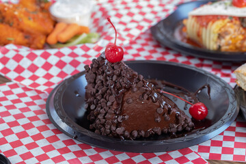 chocolate cake with cherries