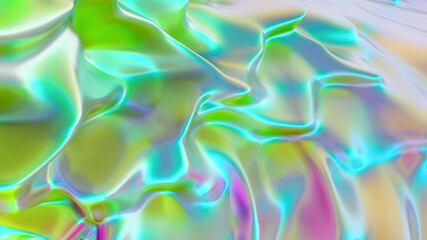 Abstract liquid lava. Trendy Aqua menthe neon waves background. Beautiful 3d render for card, banner, poster, wallpaper, web, print