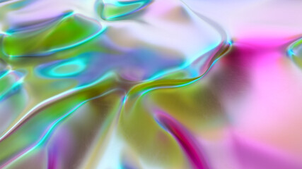 Fototapeta na wymiar Abstract liquid lava. Trendy Aqua menthe neon waves background. Beautiful 3d render for card, banner, poster, wallpaper, web, print