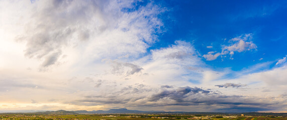 Natural background of the colorful panorama sky, During the sunrise and sunset