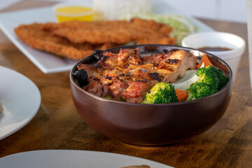 fried rice with chicken and vegetables