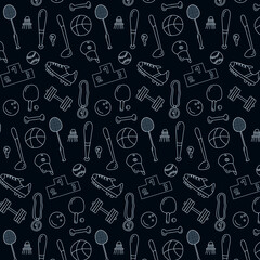 Hand drawn sports accessories pattern vector