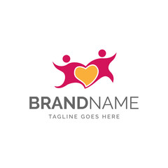 logo of modern abstract couple and heart