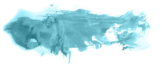 Abstract watercolor background hand-drawn on paper. Volumetric smoke elements. Blue-Green color. For design, web, card, text, decoration, surfaces.