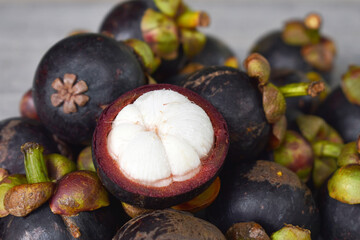 mangosteen fruit on a white background