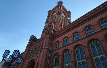 Fototapeta na wymiar Red town hall in Berlin city in Germany