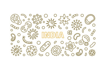 COVID-19 and Coronavirus in India vector 2019-nCoV concept outline horizontal illustration or banner