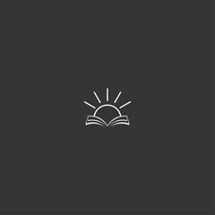 Book Sun logo icon template design in Vector illustration