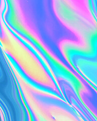 Holographic pastel neon aqua menthe cyan color surface with iridescent abstract effect.