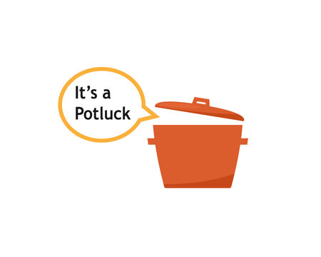 Potluck with speech bubble icon. Clipart image isolated on white background