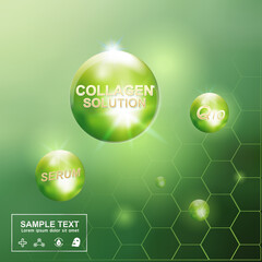 Collagen Serum and Vitamin Background Concept Skin Care Cosmetic.