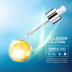 Collagen Serum and Vitamin Background Concept Skin Care Cosmetic.