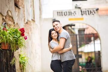 Couple have fun in the city. lviv