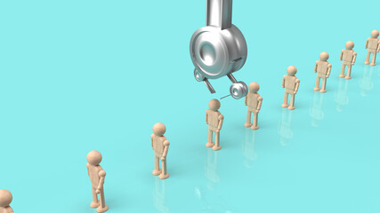 The Crane machine and figure wood toy 3d rendering for employment content.